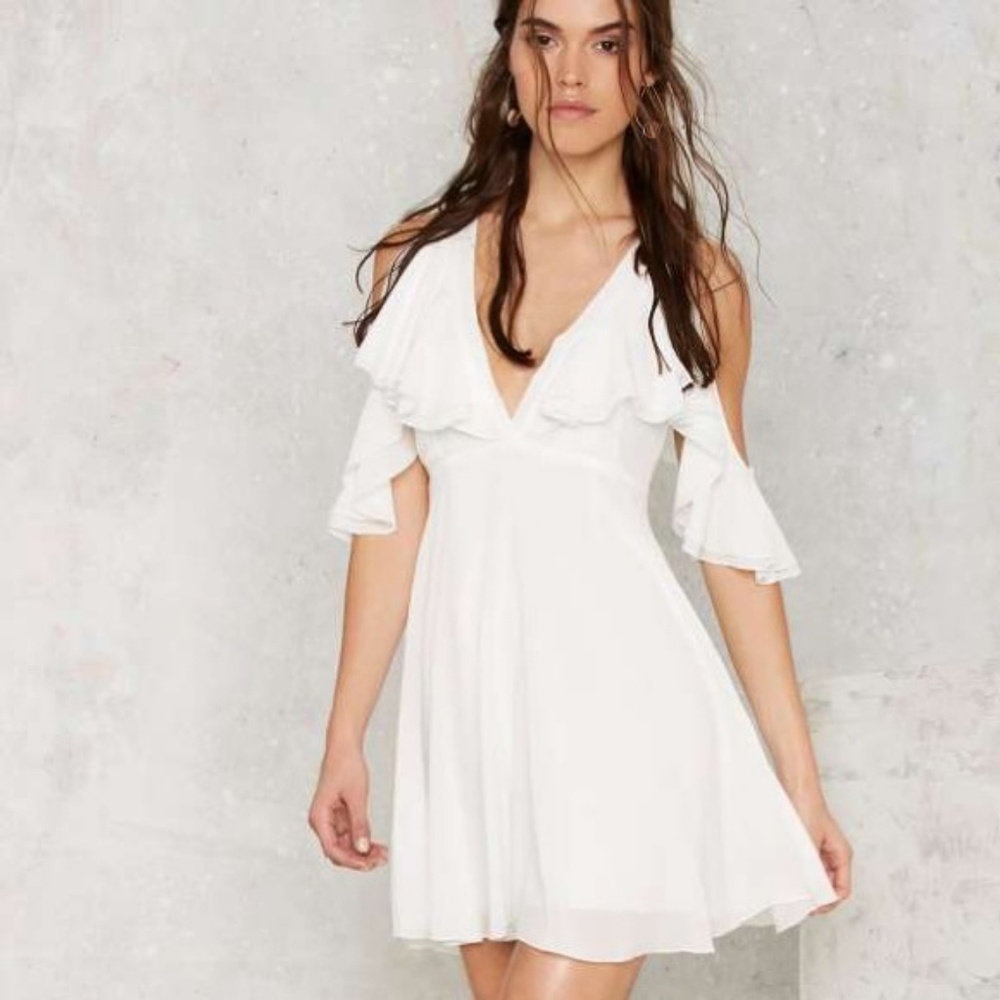 Nasty Gal Cold Shoulder Flutter Mini Dress